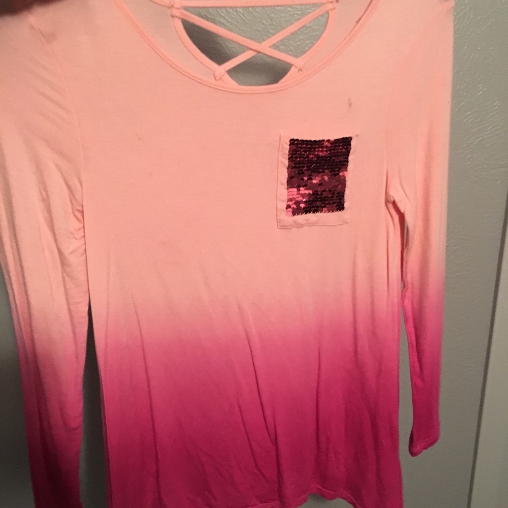 Justice long sleeve girls shirt with flip sequins